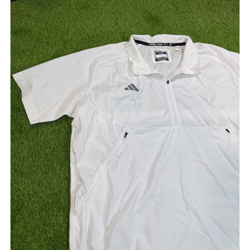 Adidas Mens Aeroready Short Sleeve Quarter Zip Windbreaker White XL HS1293
